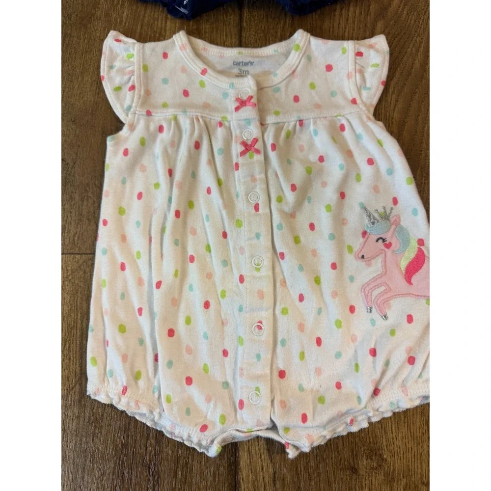Carters Baby Girl Clothes Lot 3 Months Rompers Outfits Summer Bundle Bee Unicorn